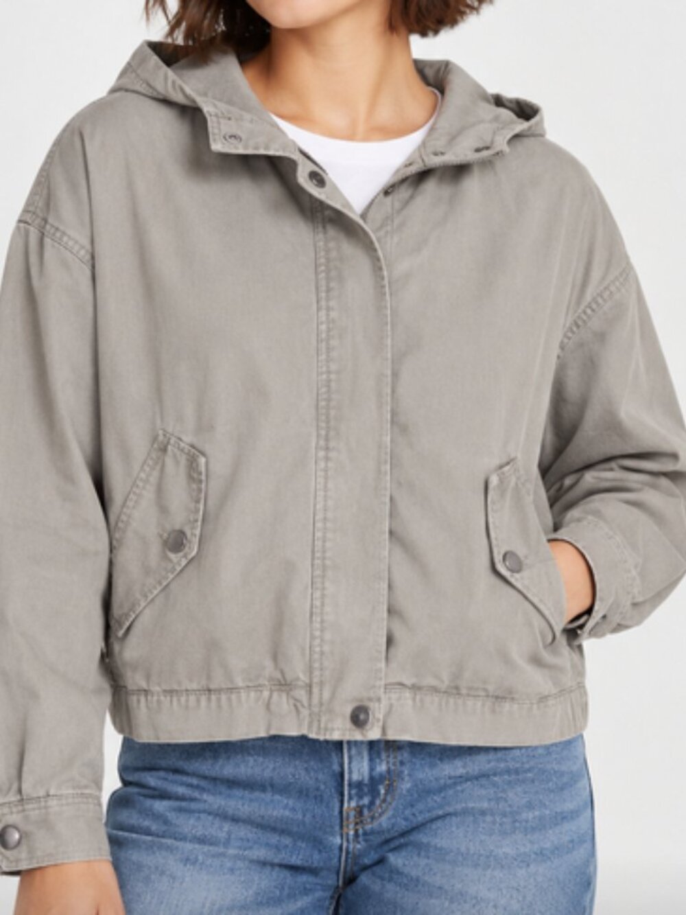 Cisono Olive Utility Hooded Crop Jacket Women's Medium Military